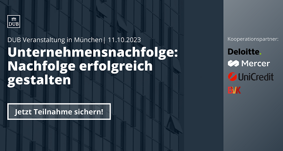 DUB Veranstaltung am 11.10.2023 in München: Nachfolge erfolgreich gestalten